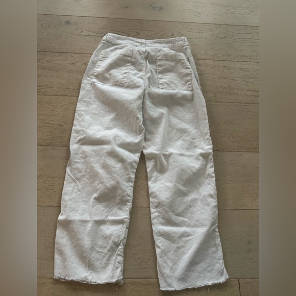 FRANK & EILEEN Kinsale The Italian Crop Pants in White Size 6 linen blend - Picture 6 of 9